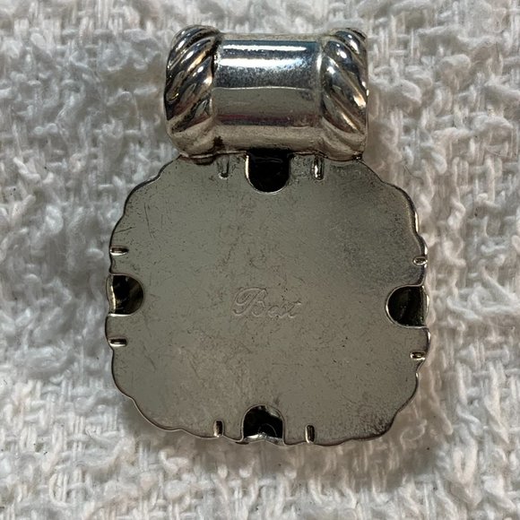 Best Signed Silvertone Black Onyx Pendant Charm. (393) - Picture 2 of 6